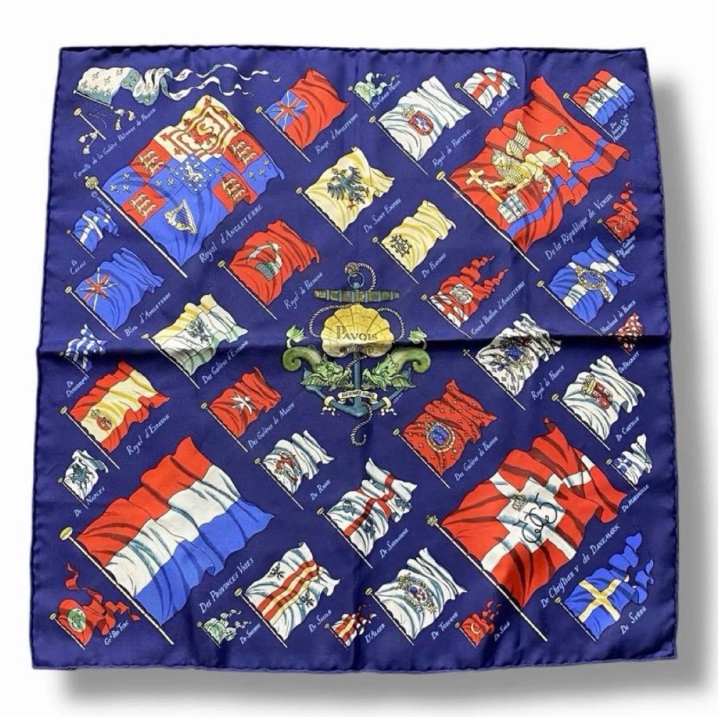 Hermes Blue And Red Nautical Silk Scarf Hermes Blue And Red Nautical Silk Scarf